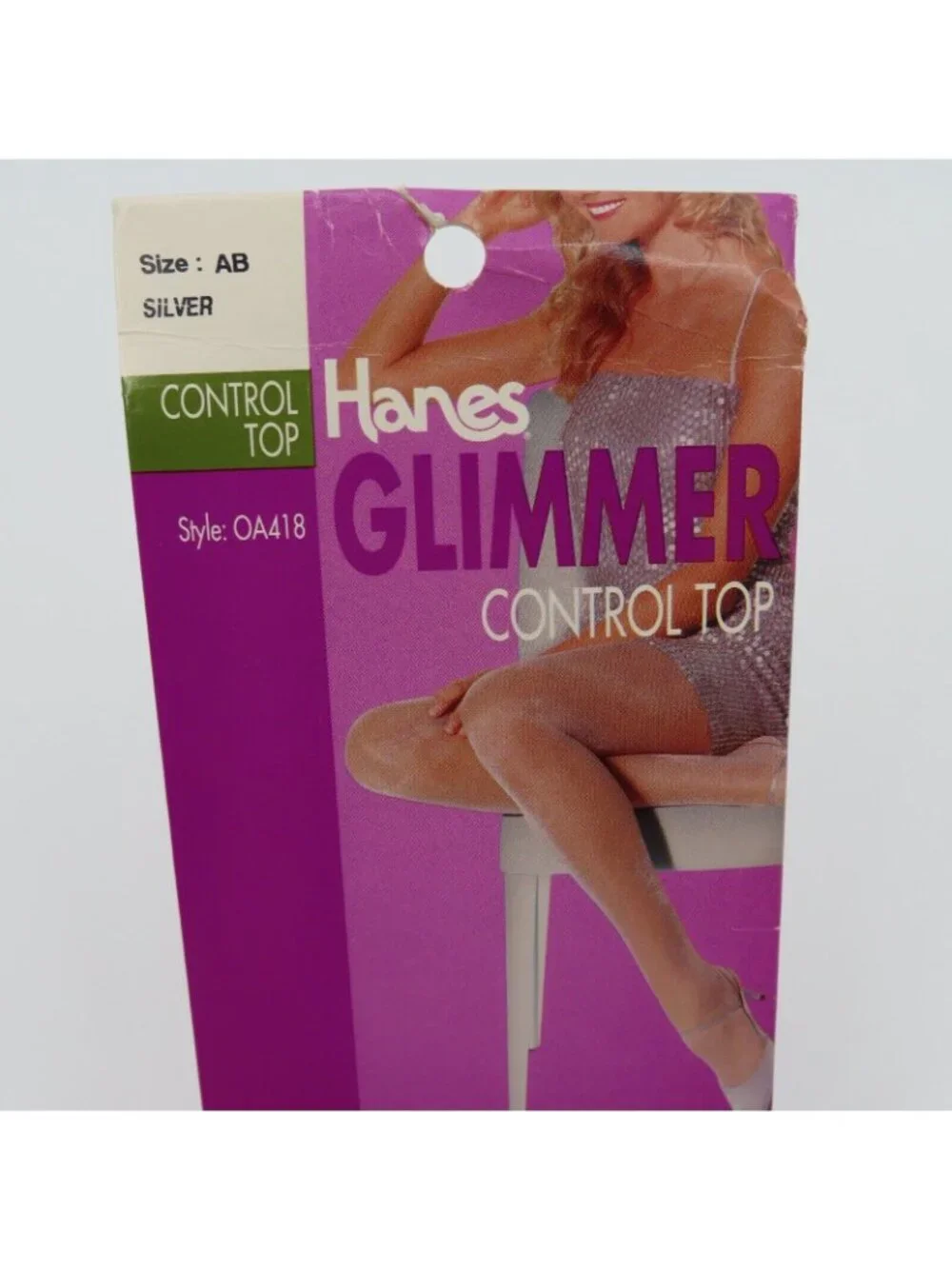 Hanes Glimmer Control Top AB Silver OA418 2005 Hosiery Tights NEW Women Y2K